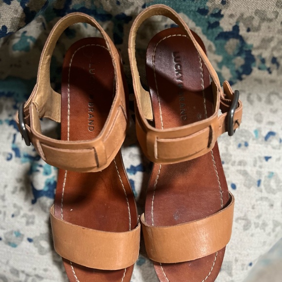 Lucky Brand wood platform sandals with heel Sz 7.5 - Picture 4 of 5
